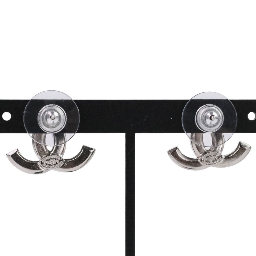CHANEL Authentic Silver Logo Earrings - Picture 2 of 15